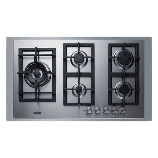 Summit GCJ536LPTK 36" Wide 5 Burner Gas Cooktop with Wok Ring Stainless Steel Bed Bath
